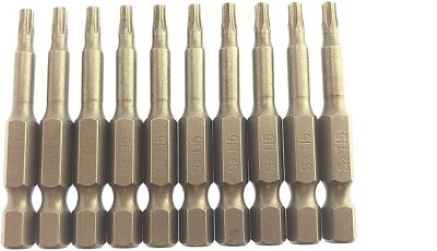 Torx T15S T15 Security Screwdriver Drill Insert Power Bit 10 Pack with hole