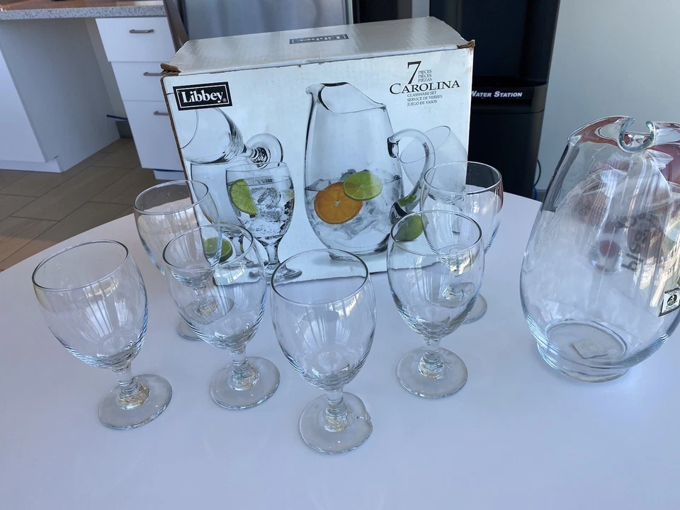 LIBBEY - 7 Piece CAROLINA Serving Set - Pitcher & Glassware - NEW - Image 4 of 4
