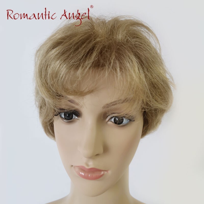 Mono top hand made ash blond with bang /fringe similar human hair wig