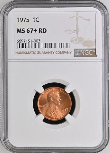 1975  1C RD Lincoln Memorial One Cent  NGC MS67+RD  6697151-003