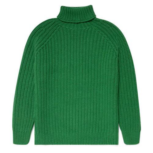 Sunspel Womens Chunky Roll Neck Jumper Bright Green - Picture 1 of 1