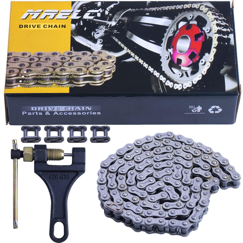 428 Motorcycle Chain+ Chain Breaker,114-Links Heavy Duty Drive Chain ...