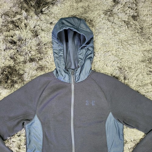 Under Armour Storm Jacket Men's Medium Black Blue Hooded Coldgear Logo Full-Zip - Picture 10 of 18