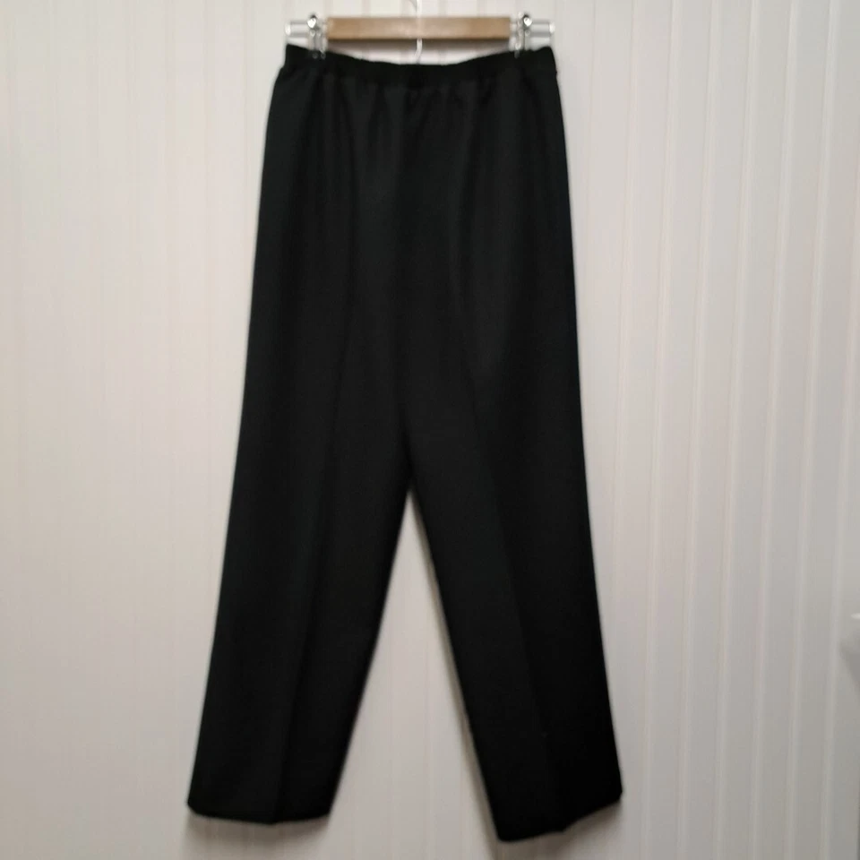 VTG Donnkenny Dress Pants Womens 14 Black Straight Leg Pull On Trousers USA - Image 2 of 4