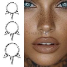 6-10MM Round Triple Spikes Ear Cartilage Hoop Earrings Nose Septum Ring Piercing