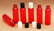 New 4 Oz Plastic Bullet Red PET Bottles w/Dispensing black caps 12 pack