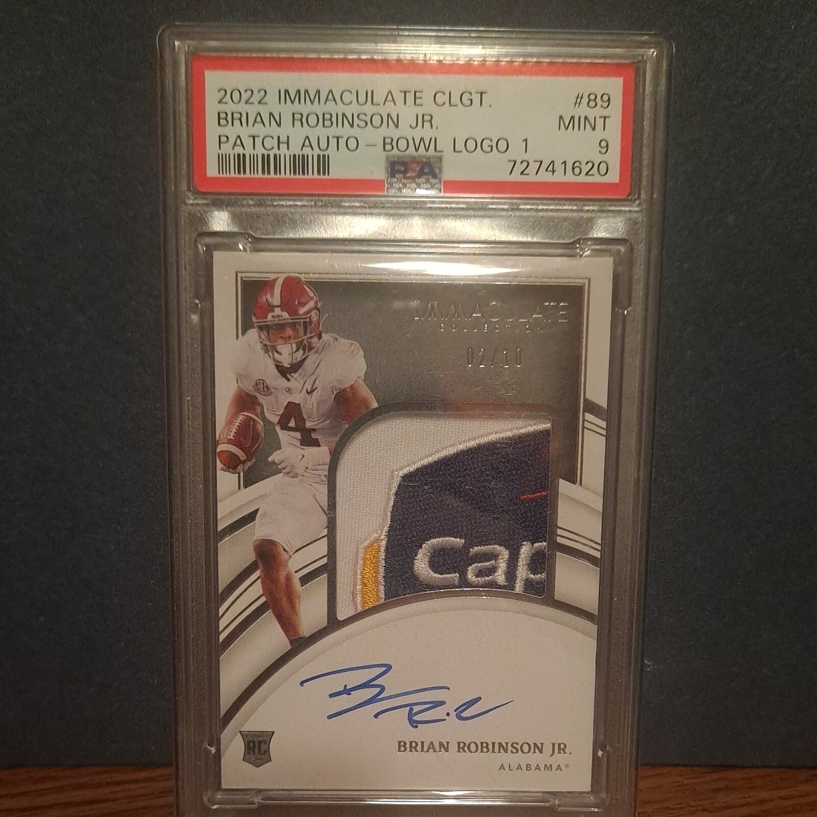 Brian Robinson Jr. Panini Immaculate Collection Collegiate #89 Patch Autograph-Bowl Logo 1