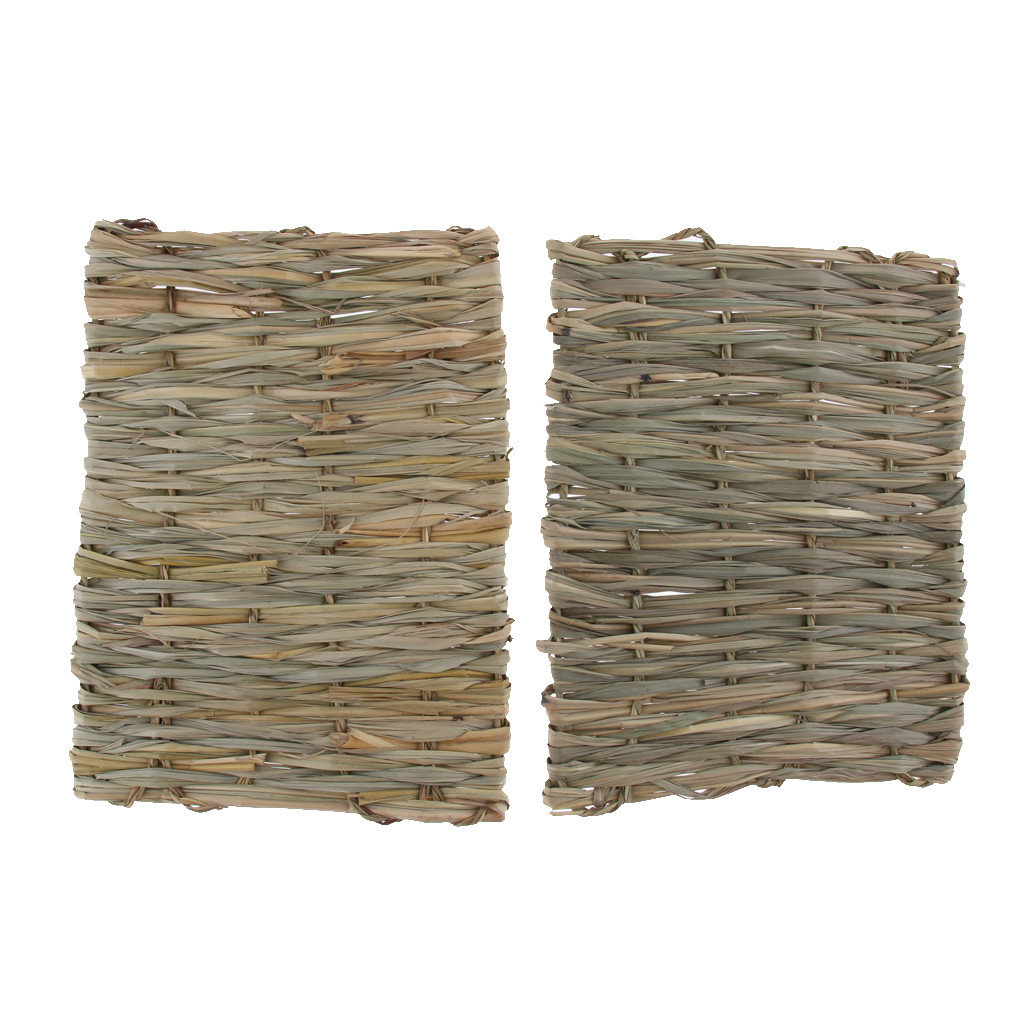 2x Natural Straw Mats for Rabbits Grass Mat Rabbit Hay Feeder Guinea