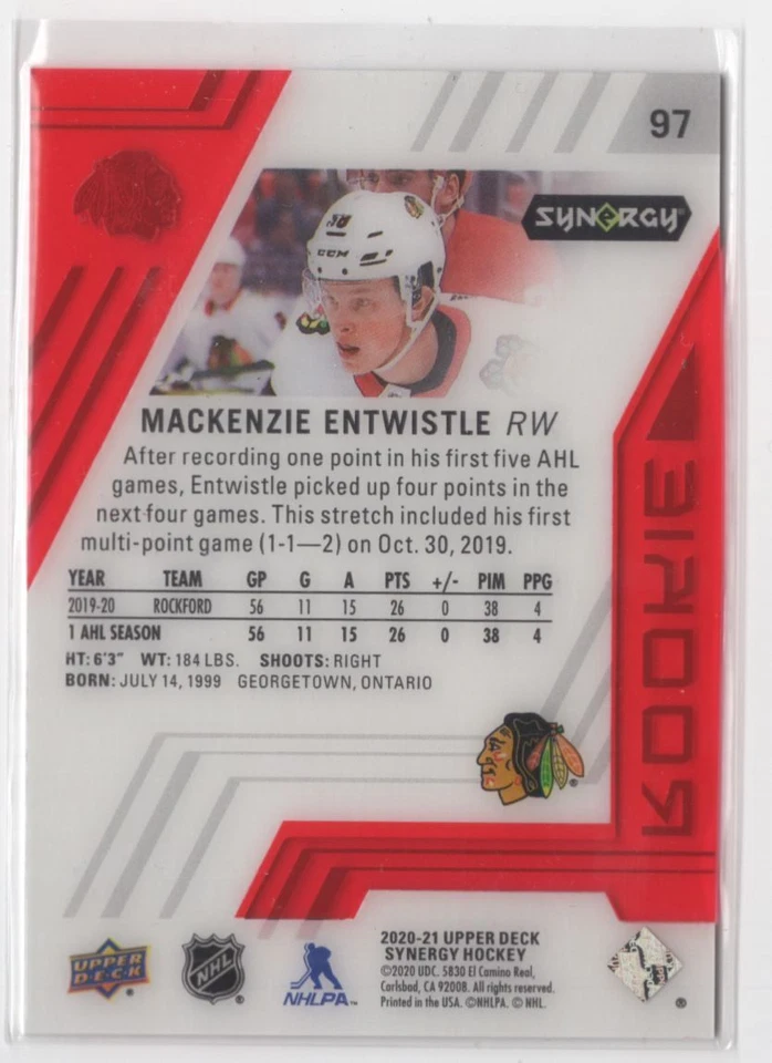 2020-21 Upper Deck Synergy Red MacKenzie Entwistle #97 - Image 2 of 2