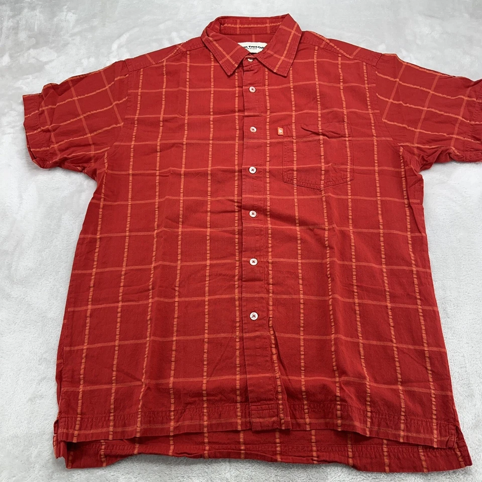 Vintage Tom Tailor Sportswear Shirt Mens Large L Orange Plaid Casual Pocket - Image 2 of 4