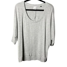Cabi Gray Center Stage Tee Dolman Sleeve Scoop Neck Short Sleeve Top 5554 Size S
