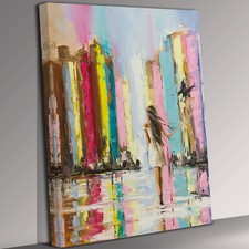 Dame Abstrakt Gehen Farben Leinwand Wandbild Bild Druck