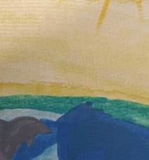 GAT Dolphin ORIGINAL Painting  6x8 Whimsical Animals IMPRESSIONISM