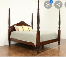 Vintage Ethan Allen British Classics Montego King Poster Bed & Tall Dresser SET