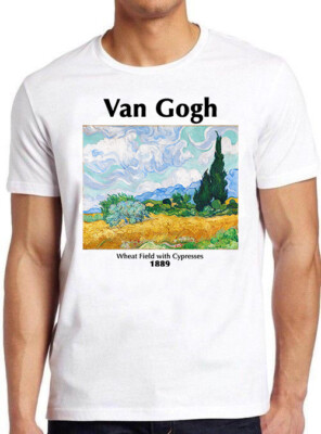 Vincent van Gogh T-Shirt Weizenfeld mit Zypressen 1889 Kunst Malerei Tee 3226