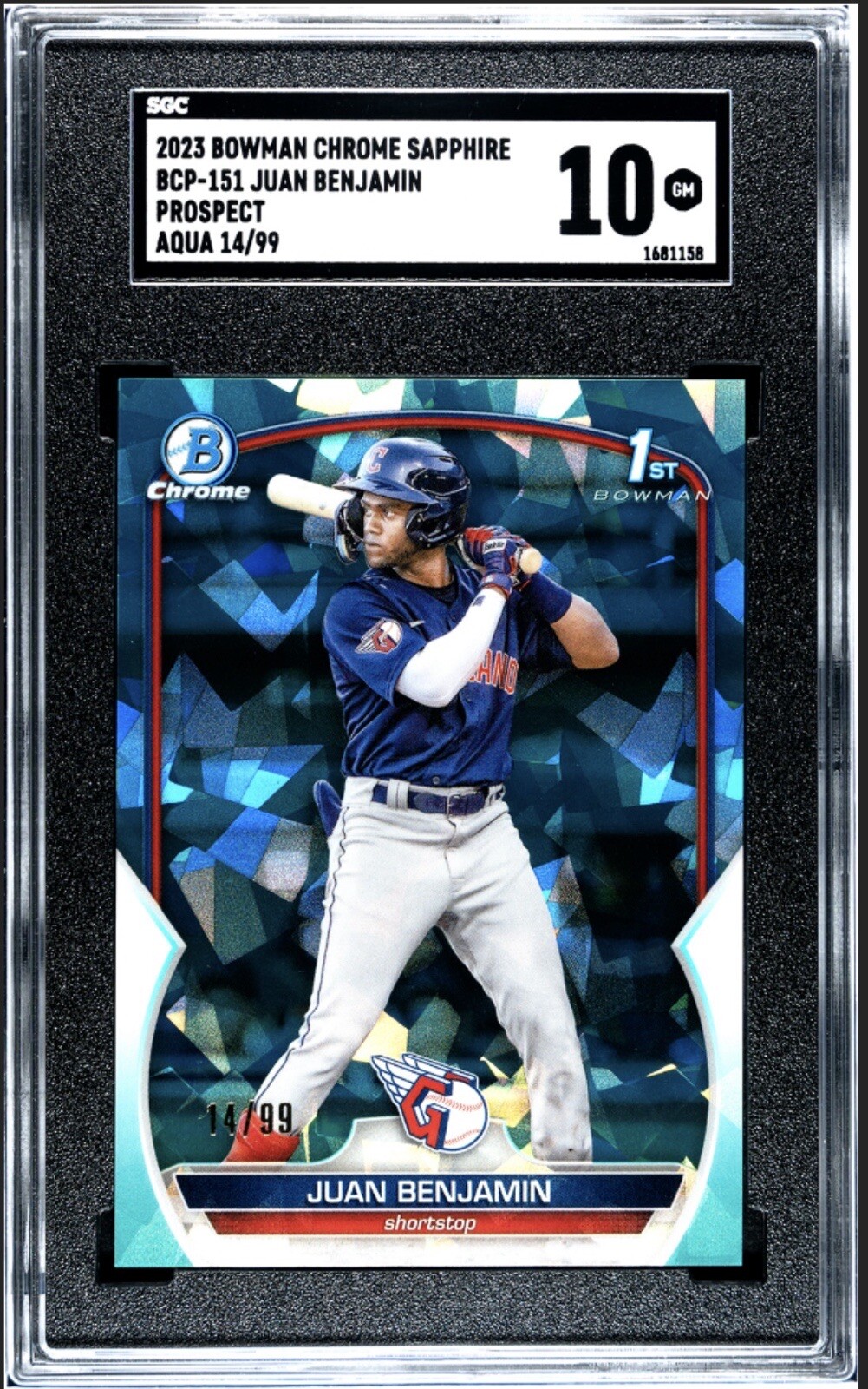 2023 1st Bowman Chrome Sapphire Juan Benjamin Aqua/99 #BCP-151 SGC 10 Guardians