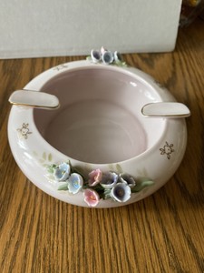 Vtg Collectible Lefton China Hand Painted Pink Ashtray W Flowers Ebay