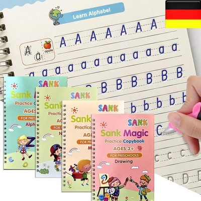 4 Bücher Buntes magisches Kalligraphie Übungsheft Kinder Handschrift Copybook