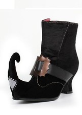 Black Velvet Witch Wizard Court Jester Circus Performer Womans Costume Shoes