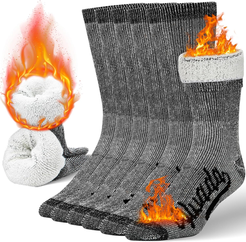 Merino Wool Hiking Socks Thermal Warm Crew Winter Boot Sock for Men & Women 3 Pa