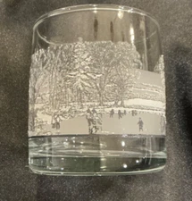 1 Vintage Libby, St. Clair Collection Black/White Loball/Rocks Glass