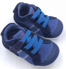 New Stride Rite SM Goodwin Size 3M Boys Tennis Shoes Canvas Blue White Walking