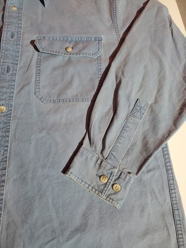 LL Bean Denim Button Up Shirt Mens Medium Light Wash Pockets Cashual fathers day - Picture 2 of 12