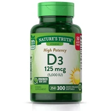 High Potency Vitamin D3, 125 mcg (5000 IU), 300 Quick Release Softgels