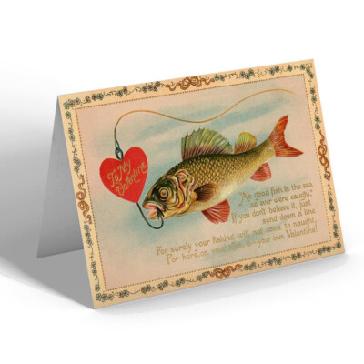 VALENTINSTAGSKARTE - Vintage Design - So guter Fisch im Meer wie eh und je