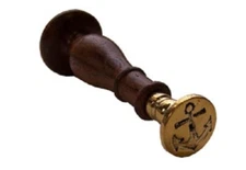 ANTIQUE STYLE ANCHOR LETTER SEAL WAX STAMP WOOD BRASS 3'' NAUTICAL WRITING
