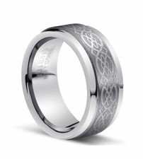 8MM Men Or ladies Royal Silver Celtic Knot Tungsten Carbide Wedding Band Ring