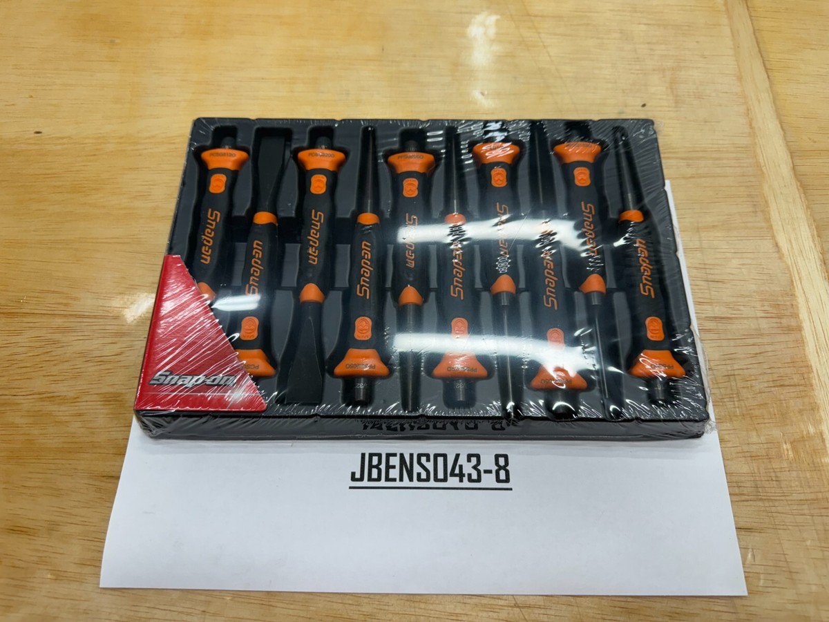 Snap-on Tools NEW ORANGE 10 Piece Soft Grip Punch and Chisel Set