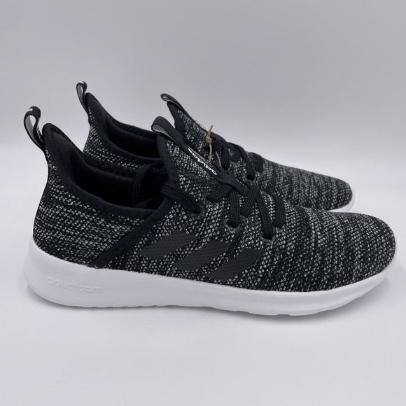 Adidas Cloudfoam Pure Core Black White Running Sneakers Womens DB0694 New