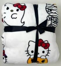 HELLO KITTY Halloween Fall Season Blanket TWIN 90x90 Plush NEW Witch Ghost Mummy