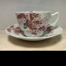 Vintage Flower Cup & Saucer Booths Washington Oversized Cottage Core