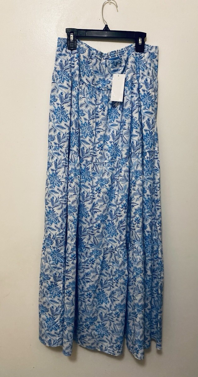 J. McLaughlin Women's Ruffle Tier Ophelia Maxi Blue Floral