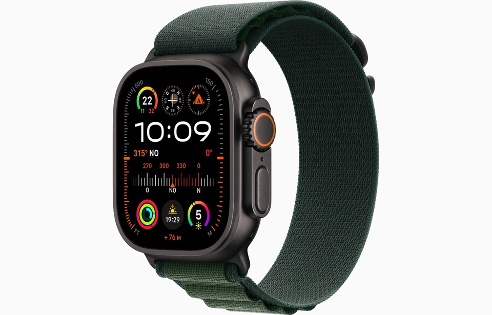 Apple Watch Ultra 2 49mm GPS+LTE Cassa Titanio Nero Alpine Loop Verde Scuro