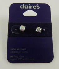 Sterling Silver cubic zirconia earrings earring studs 925 Claire's post