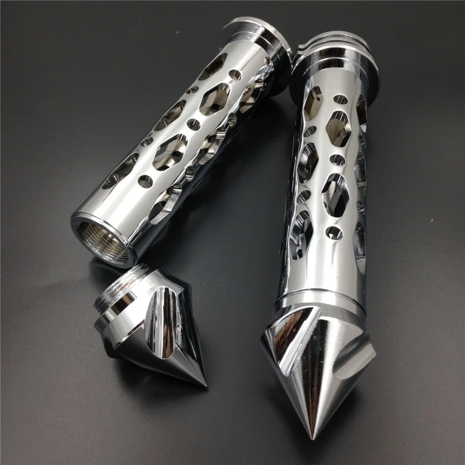 Empuñaduras de extremos de barra de clavos cromadas hechas por CNC de 7/8" 22 mm para Kawasaki Ninja 250 500 ZX6 ZX Foto 4 de 4