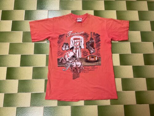 Vintage 90s Tennessee Volunteers football Vols T-Shirt Nutmeg Mills Size L USA - Picture 1 of 9