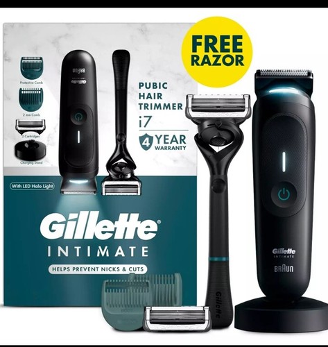 Gillette i7 Intimate Men’s Premium Pubic Hair Trimmer, with Intimate Razor
