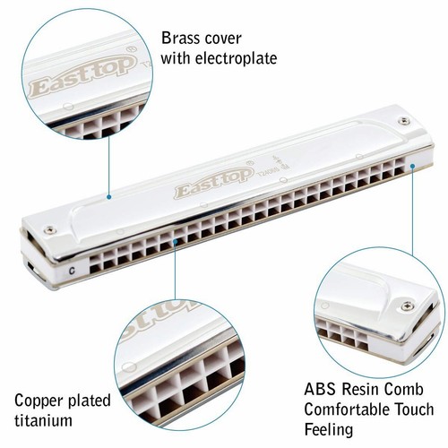 EASTTOP Tremolo Harmonica Set of 12 Key Professional Mouth Organ Harmonica New - Picture 7 of 10