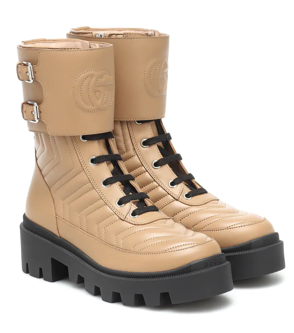 Gucci Women's Brown Leather Interlocking G Boots Z32103 Size 39.5