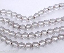 50 6mm Czech Glass Round Beads: Crystal - Silver Lined