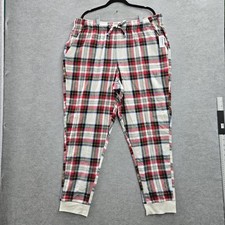 Old Navy Women Sleepwear XL Red Plaid Flannel Pajama Pants 29" Inseam