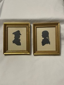 Sydney Zoltan Lucas Vintage Framed Silhouettes Boy and Girl 1930s-1940s  5”x6”