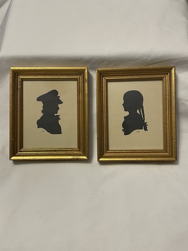 Sydney Zoltan Lucas Vintage Framed Silhouettes Boy and Girl 1930s-1940s  5”x6”