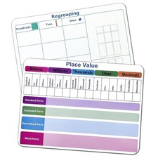 24 Set Place Value WhiteBoard, 9" x 12" Double Sided Dry Erase Boards for Kid...