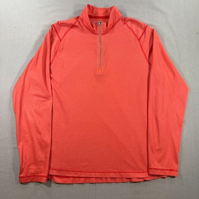 Tommy Bahama Double Eagle Half Zip Sweatshirt Mens Large Orange Quarter 212798