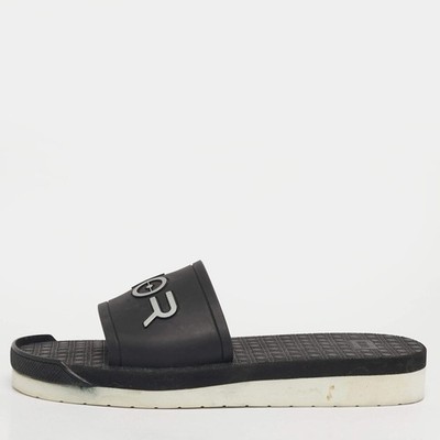Dior Alpha Size 40 Black Rubber Flat Slide Sandals